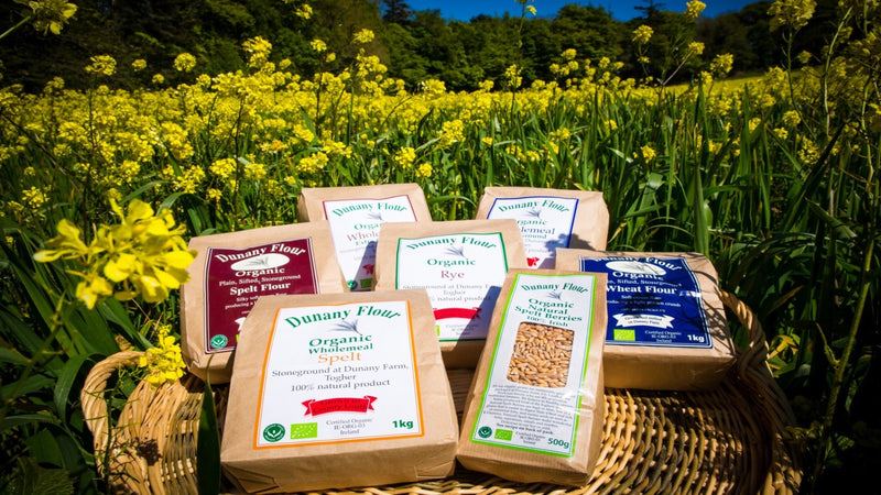Dunany Organic Flour, grown, dried, milled & packaged in Dunany, Co. Louth. Producers of Wholemeal Fine Ground, Spelt, Rye, Wholemeal Extra Course, Organic Plane, Stone Ground Spelt and Spelt Berry Flour.